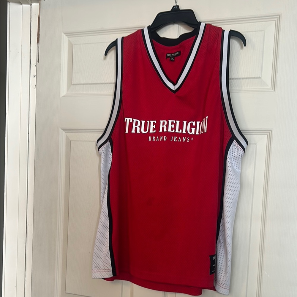 True Religion Red and White Jersey